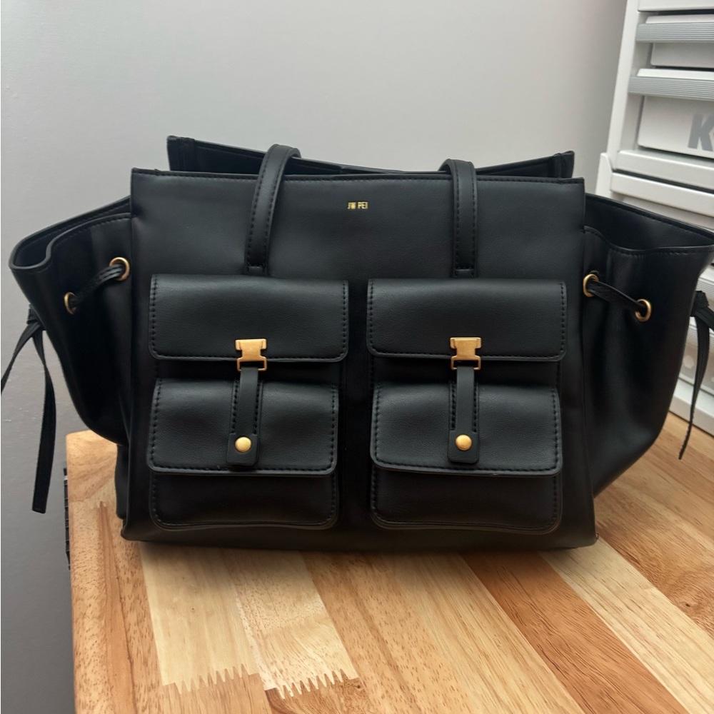 JW PEI Black Shoulder Bag with Gold Details